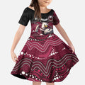 Custom Sea Eagles Kid Short Sleeve Dress Bird Mascot With Aboriginal Indigenous
