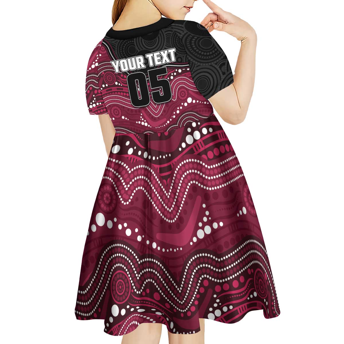 Custom Sea Eagles Kid Short Sleeve Dress Bird Mascot With Aboriginal Indigenous
