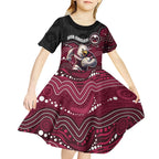 Custom Sea Eagles Kid Short Sleeve Dress Bird Mascot With Aboriginal Indigenous
