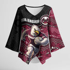 Custom Sea Eagles Kimono Sleeve Blouse Bird Mascot With Aboriginal Indigenous