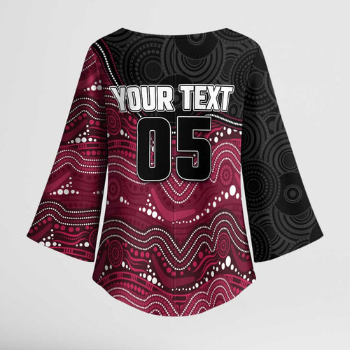 Custom Sea Eagles Kimono Sleeve Blouse Bird Mascot With Aboriginal Indigenous