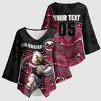 Custom Sea Eagles Kimono Sleeve Blouse Bird Mascot With Aboriginal Indigenous