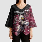 Custom Sea Eagles Kimono Sleeve Blouse Bird Mascot With Aboriginal Indigenous