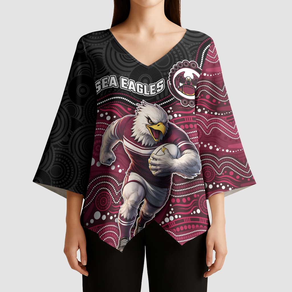 Custom Sea Eagles Kimono Sleeve Blouse Bird Mascot With Aboriginal Indigenous