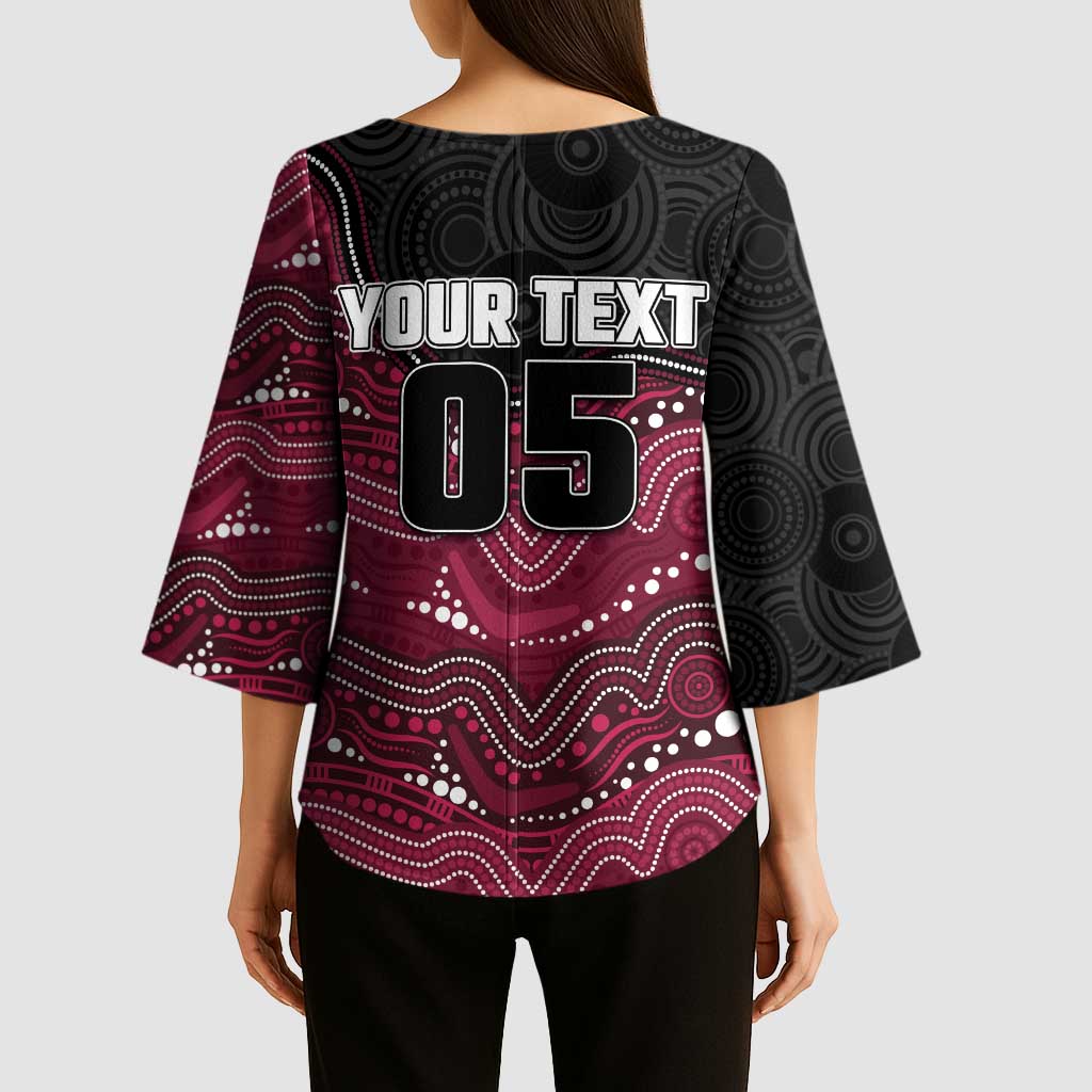 Custom Sea Eagles Kimono Sleeve Blouse Bird Mascot With Aboriginal Indigenous
