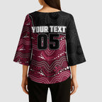 Custom Sea Eagles Kimono Sleeve Blouse Bird Mascot With Aboriginal Indigenous