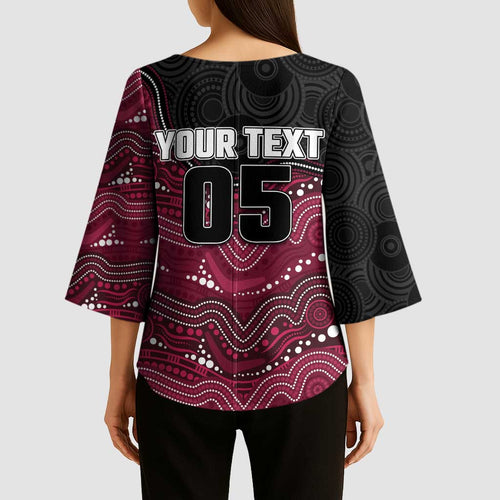 Custom Sea Eagles Kimono Sleeve Blouse Bird Mascot With Aboriginal Indigenous
