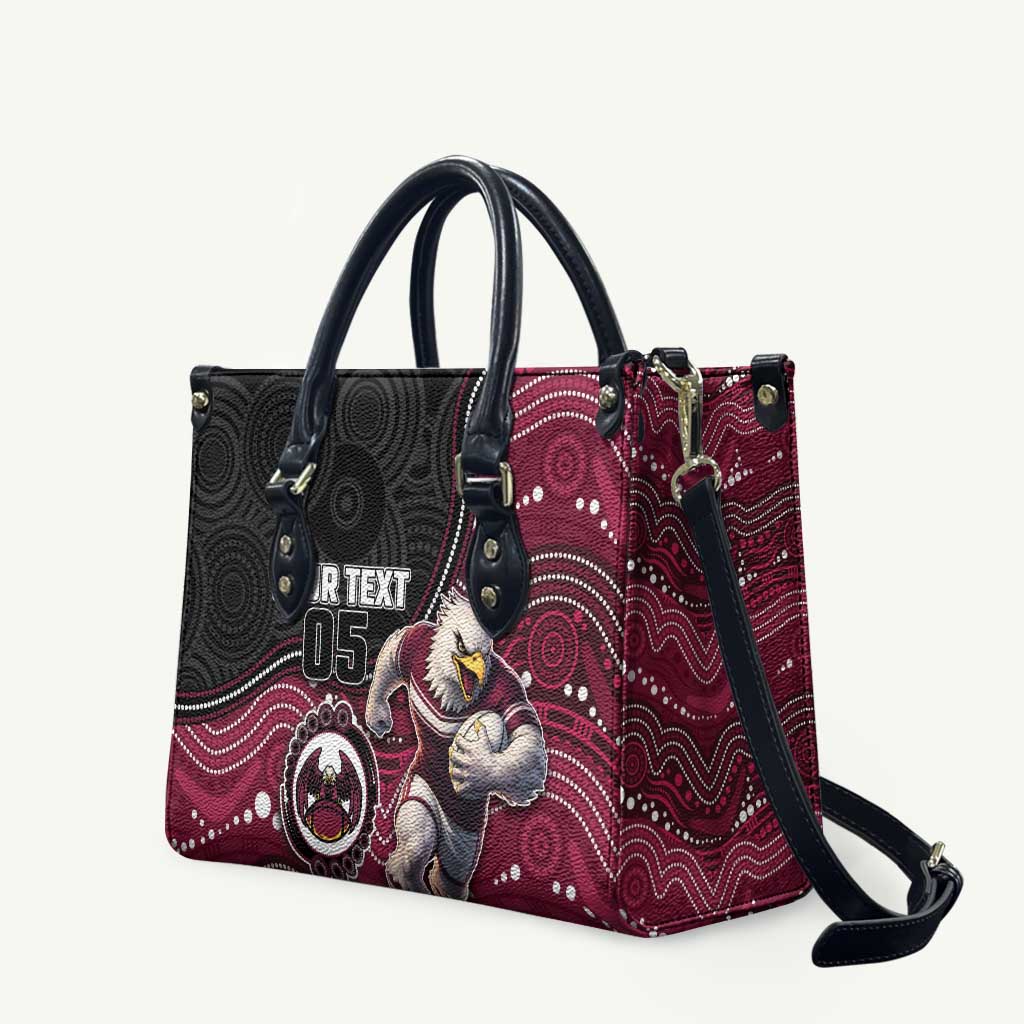 Custom Sea Eagles Leather Bag Bird Mascot With Aboriginal Indigenous