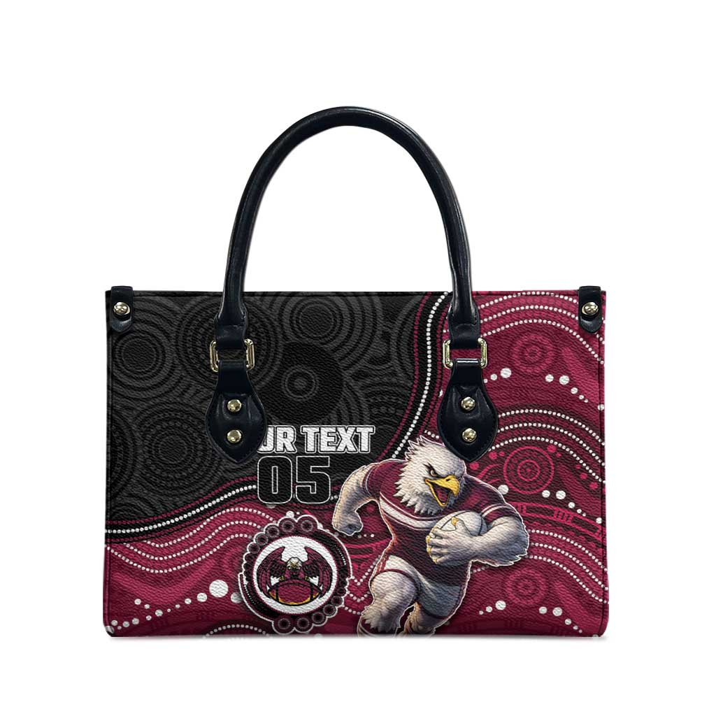 Custom Sea Eagles Leather Bag Bird Mascot With Aboriginal Indigenous