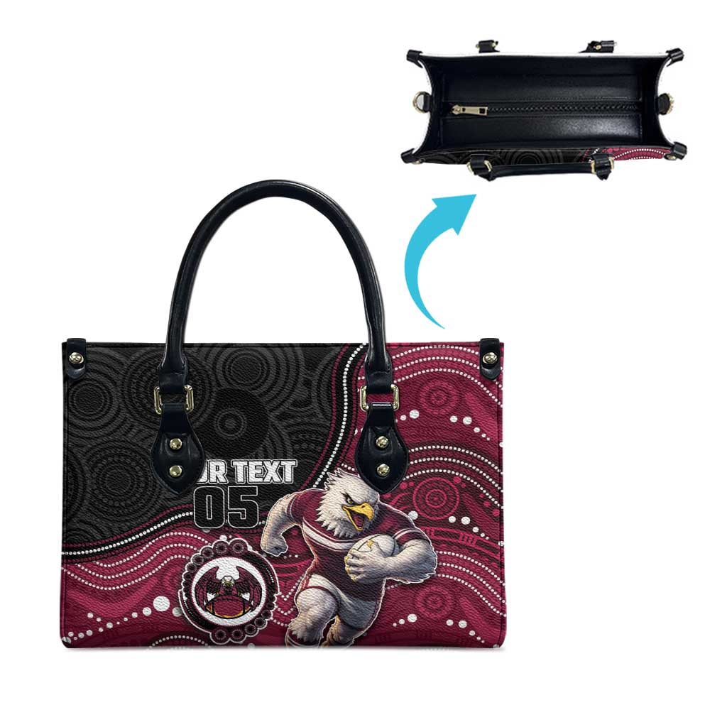 Custom Sea Eagles Leather Bag Bird Mascot With Aboriginal Indigenous