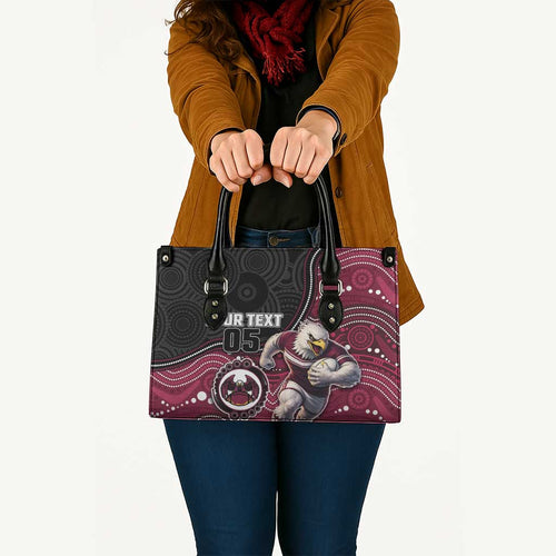 Custom Sea Eagles Leather Bag Bird Mascot With Aboriginal Indigenous