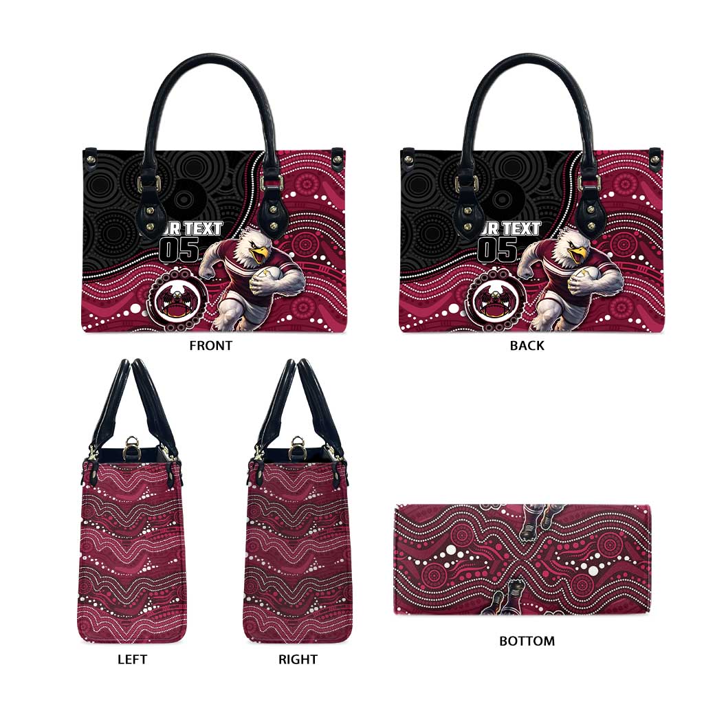 Custom Sea Eagles Leather Bag Bird Mascot With Aboriginal Indigenous