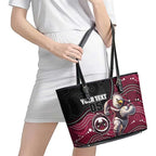 Custom Sea Eagles Leather Tote Bag Bird Mascot With Aboriginal Indigenous