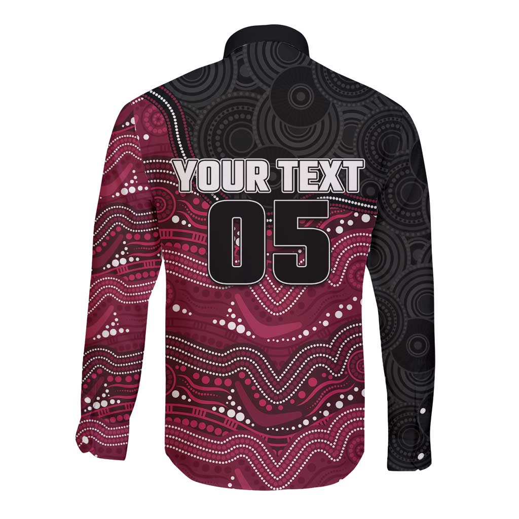 Custom Sea Eagles Long Sleeve Button Shirt Bird Mascot With Aboriginal Indigenous