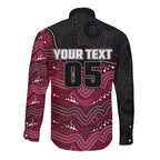 Custom Sea Eagles Long Sleeve Button Shirt Bird Mascot With Aboriginal Indigenous