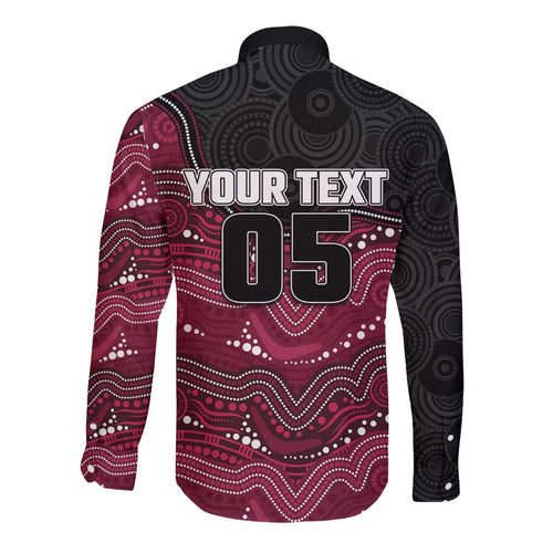 Custom Sea Eagles Long Sleeve Button Shirt Bird Mascot With Aboriginal Indigenous