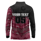 Custom Sea Eagles Long Sleeve Polo Shirt Bird Mascot With Aboriginal Indigenous