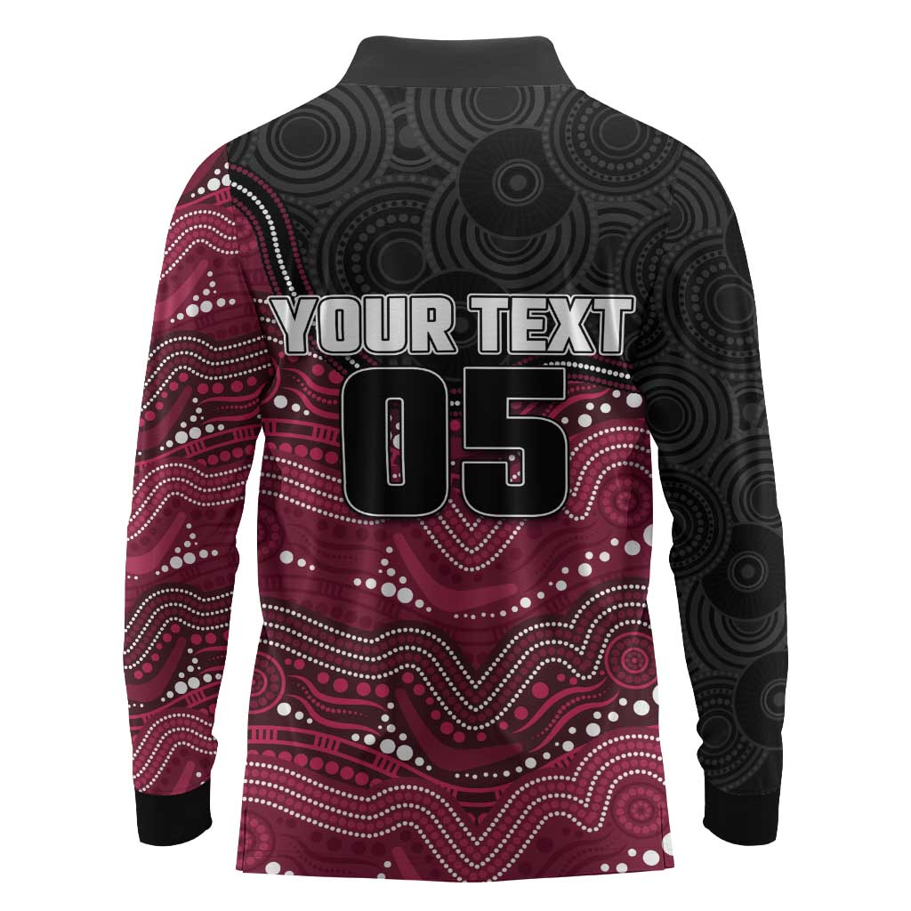Custom Sea Eagles Long Sleeve Polo Shirt Bird Mascot With Aboriginal Indigenous