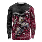Custom Sea Eagles Long Sleeve Shirt Bird Mascot With Aboriginal Indigenous