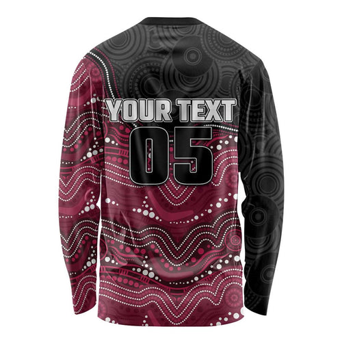 Custom Sea Eagles Long Sleeve Shirt Bird Mascot With Aboriginal Indigenous