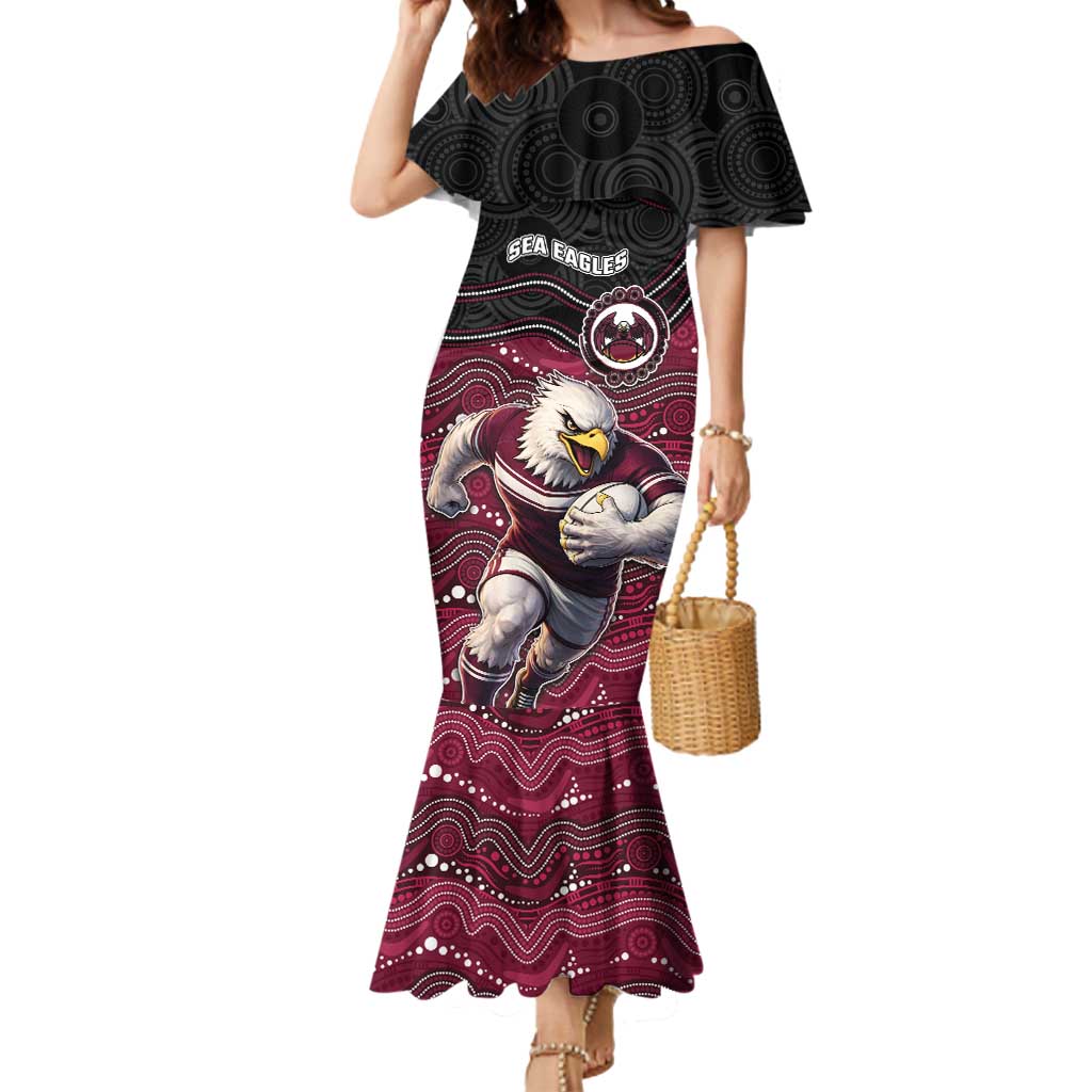 Custom Sea Eagles Mermaid Dress Bird Mascot With Aboriginal Indigenous