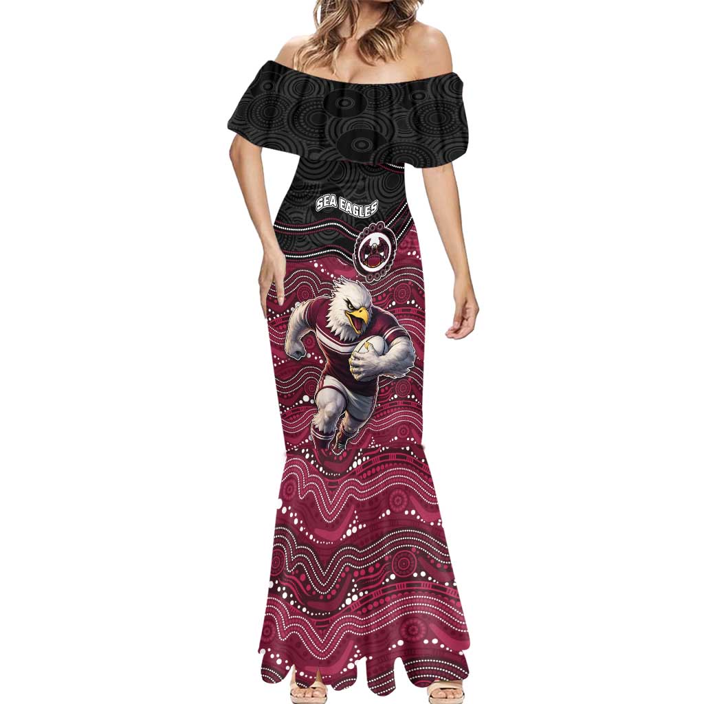 Custom Sea Eagles Mermaid Dress Bird Mascot With Aboriginal Indigenous
