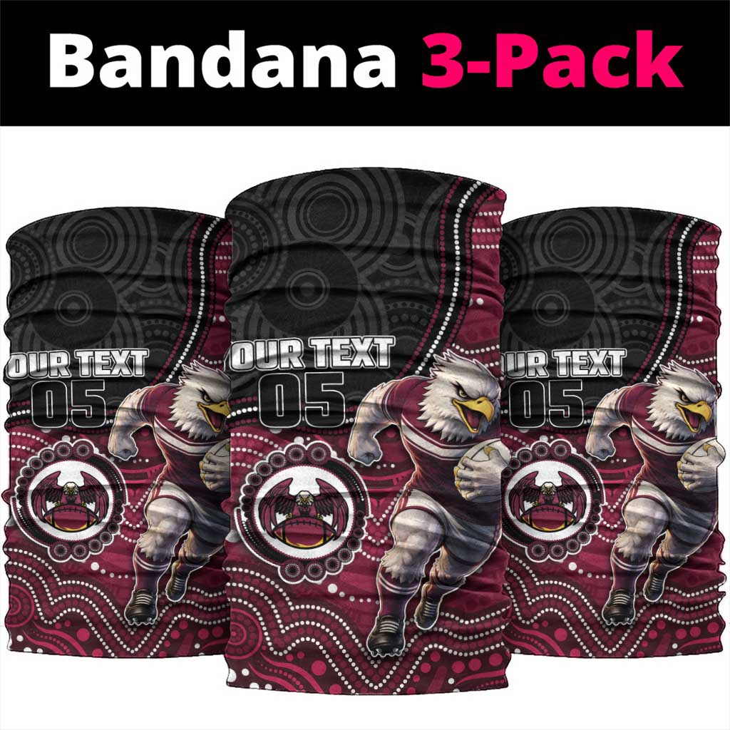 Custom Sea Eagles Neck Gaiter Bird Mascot With Aboriginal Indigenous