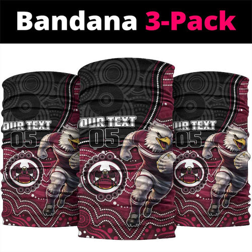 Custom Sea Eagles Neck Gaiter Bird Mascot With Aboriginal Indigenous