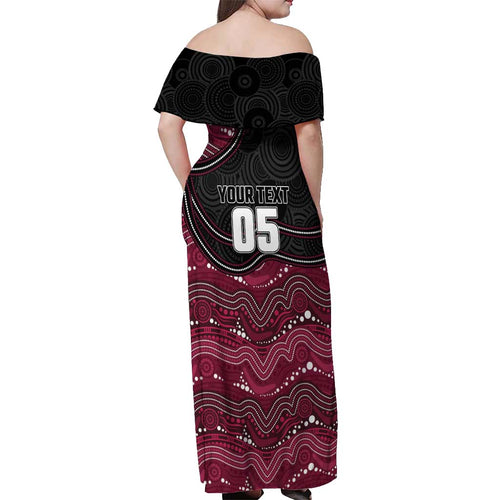 Custom Sea Eagles Off Shoulder Maxi Dress Bird Mascot With Aboriginal Indigenous