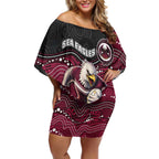 Custom Sea Eagles Off Shoulder Short Dress Bird Mascot With Aboriginal Indigenous