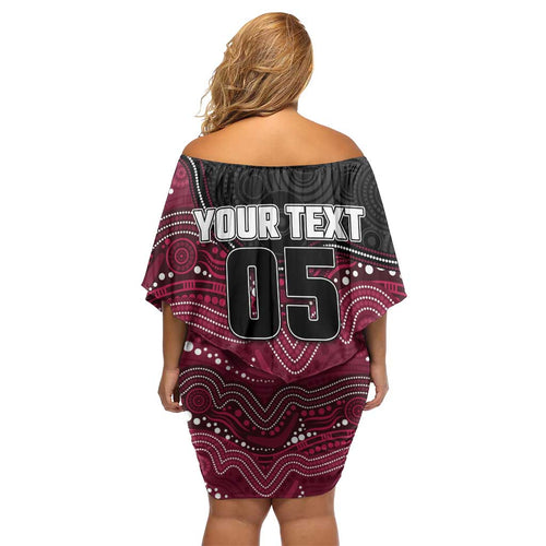 Custom Sea Eagles Off Shoulder Short Dress Bird Mascot With Aboriginal Indigenous