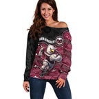 Custom Sea Eagles Off Shoulder Sweater Bird Mascot With Aboriginal Indigenous