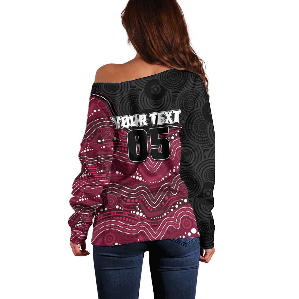 Custom Sea Eagles Off Shoulder Sweater Bird Mascot With Aboriginal Indigenous