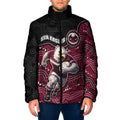 Custom Sea Eagles Padded Jacket Bird Mascot With Aboriginal Indigenous