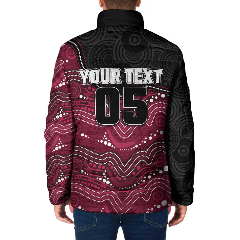 Custom Sea Eagles Padded Jacket Bird Mascot With Aboriginal Indigenous