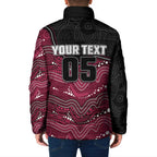 Custom Sea Eagles Padded Jacket Bird Mascot With Aboriginal Indigenous