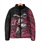 Custom Sea Eagles Padded Jacket Bird Mascot With Aboriginal Indigenous