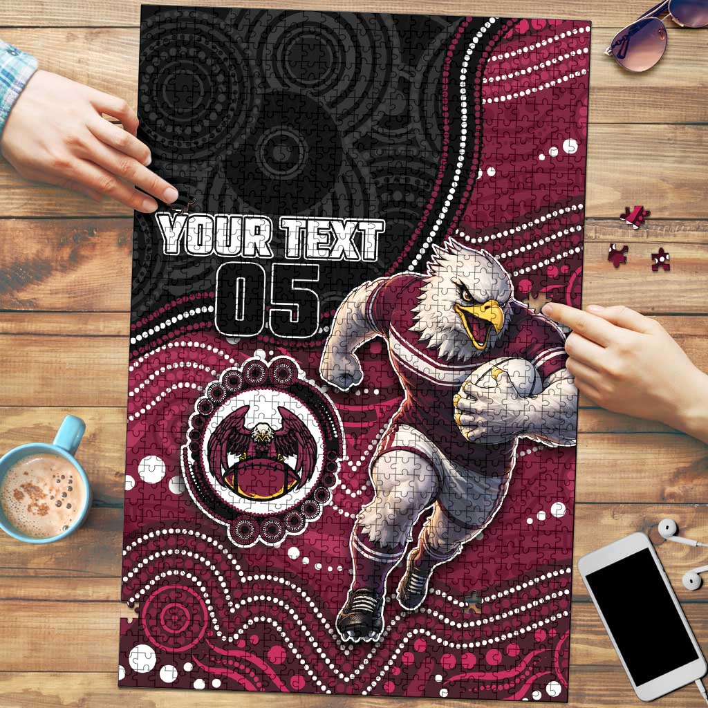 Custom Sea Eagles Puzzle Bird Mascot With Aboriginal Indigenous
