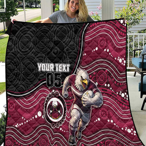 Custom Sea Eagles Quilt Bird Mascot With Aboriginal Indigenous