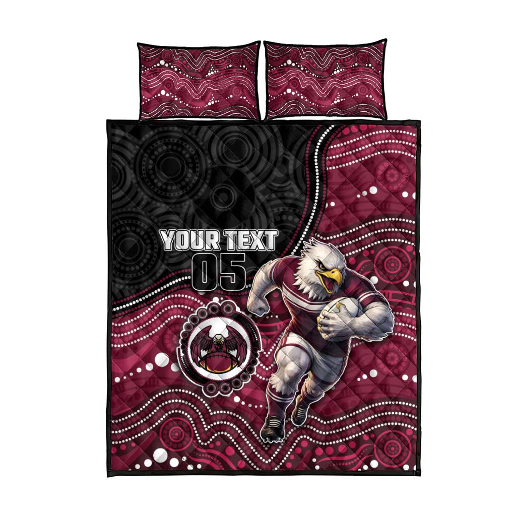 Custom Sea Eagles Quilt Bed Set Bird Mascot With Aboriginal Indigenous