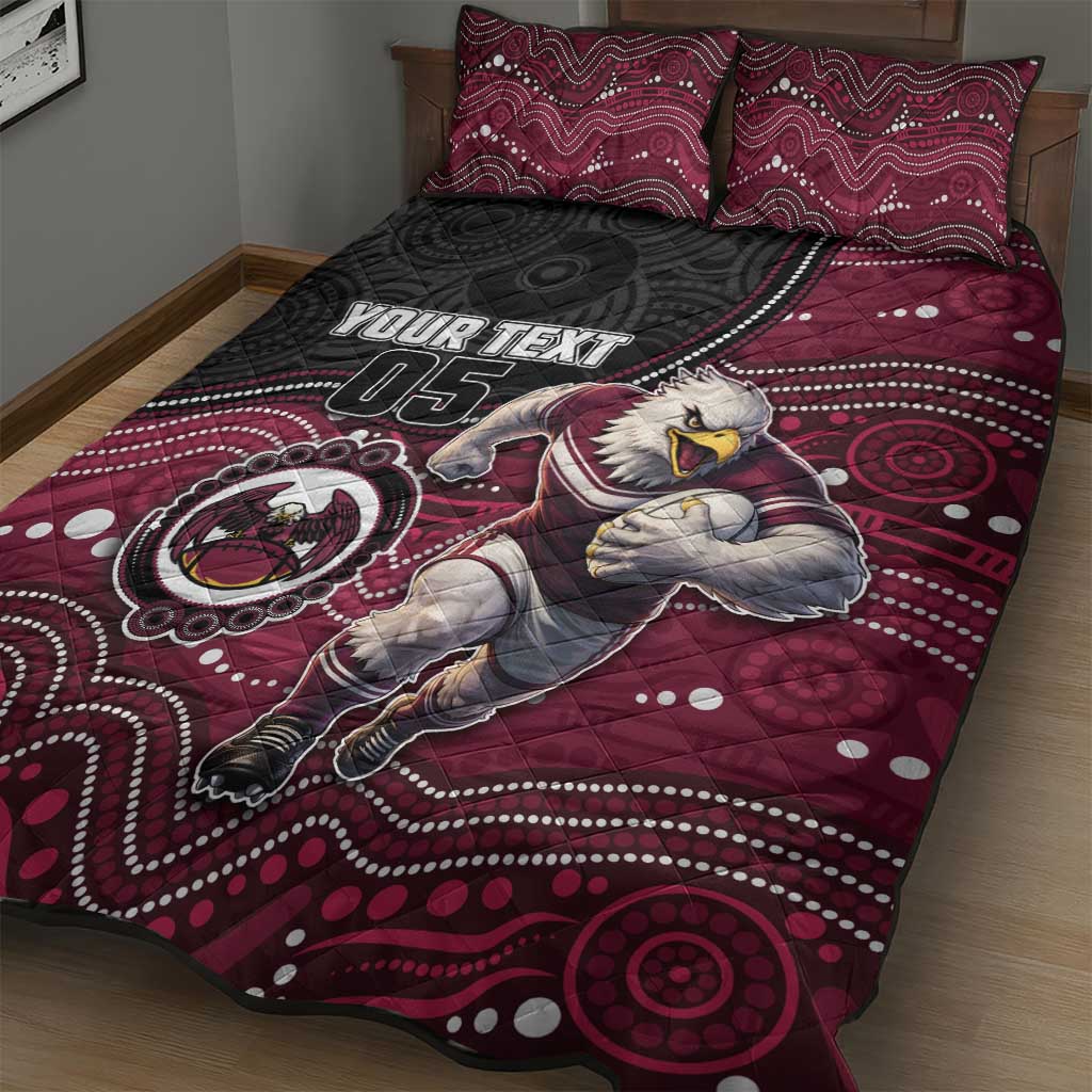 Custom Sea Eagles Quilt Bed Set Bird Mascot With Aboriginal Indigenous