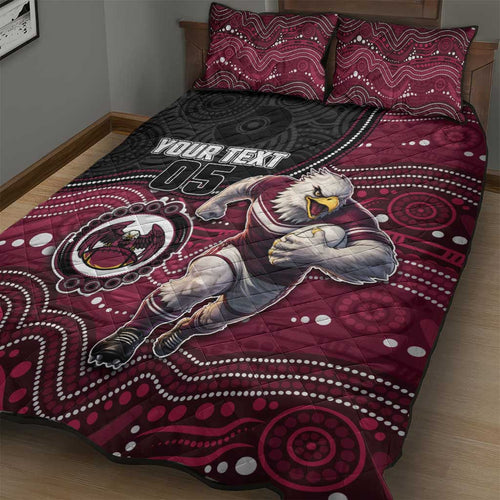 Custom Sea Eagles Quilt Bed Set Bird Mascot With Aboriginal Indigenous