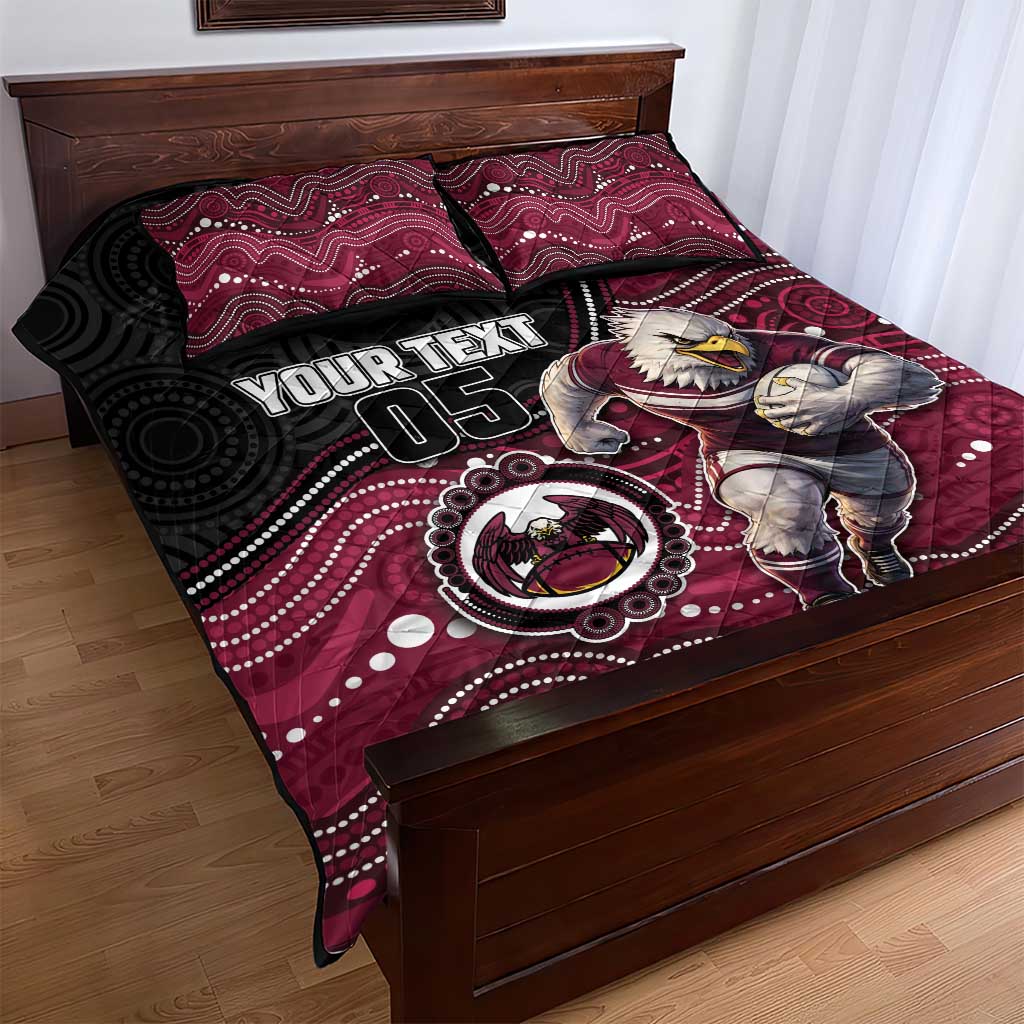 Custom Sea Eagles Quilt Bed Set Bird Mascot With Aboriginal Indigenous