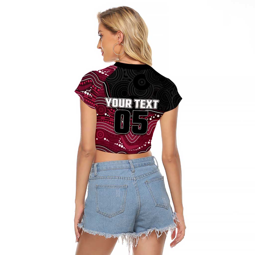 Custom Sea Eagles Raglan Cropped T Shirt Bird Mascot With Aboriginal Indigenous