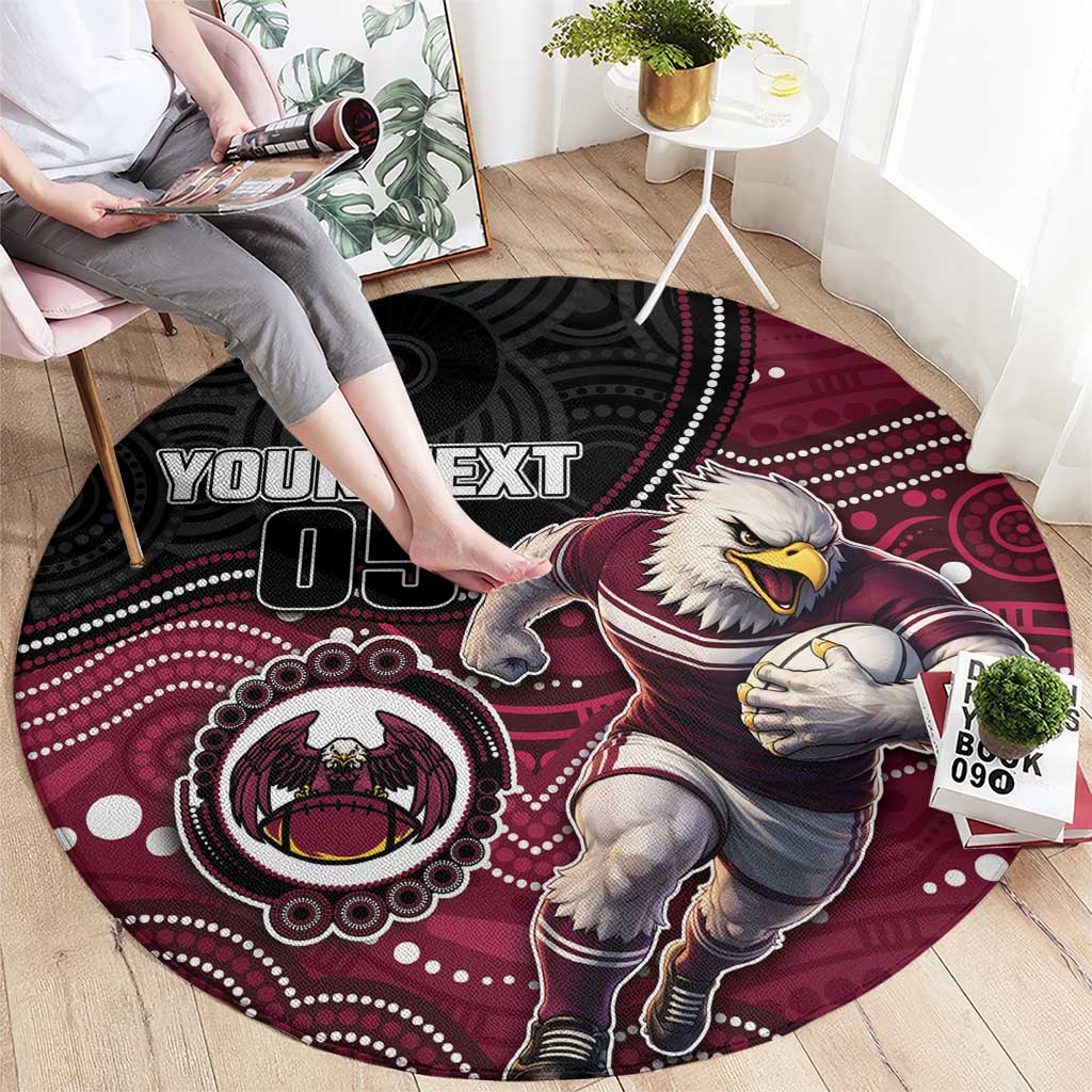 Custom Sea Eagles Round Carpet Bird Mascot With Aboriginal Indigenous