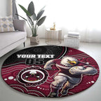 Custom Sea Eagles Round Carpet Bird Mascot With Aboriginal Indigenous