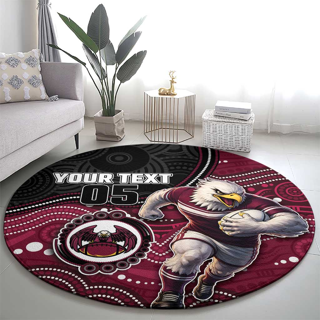 Custom Sea Eagles Round Carpet Bird Mascot With Aboriginal Indigenous