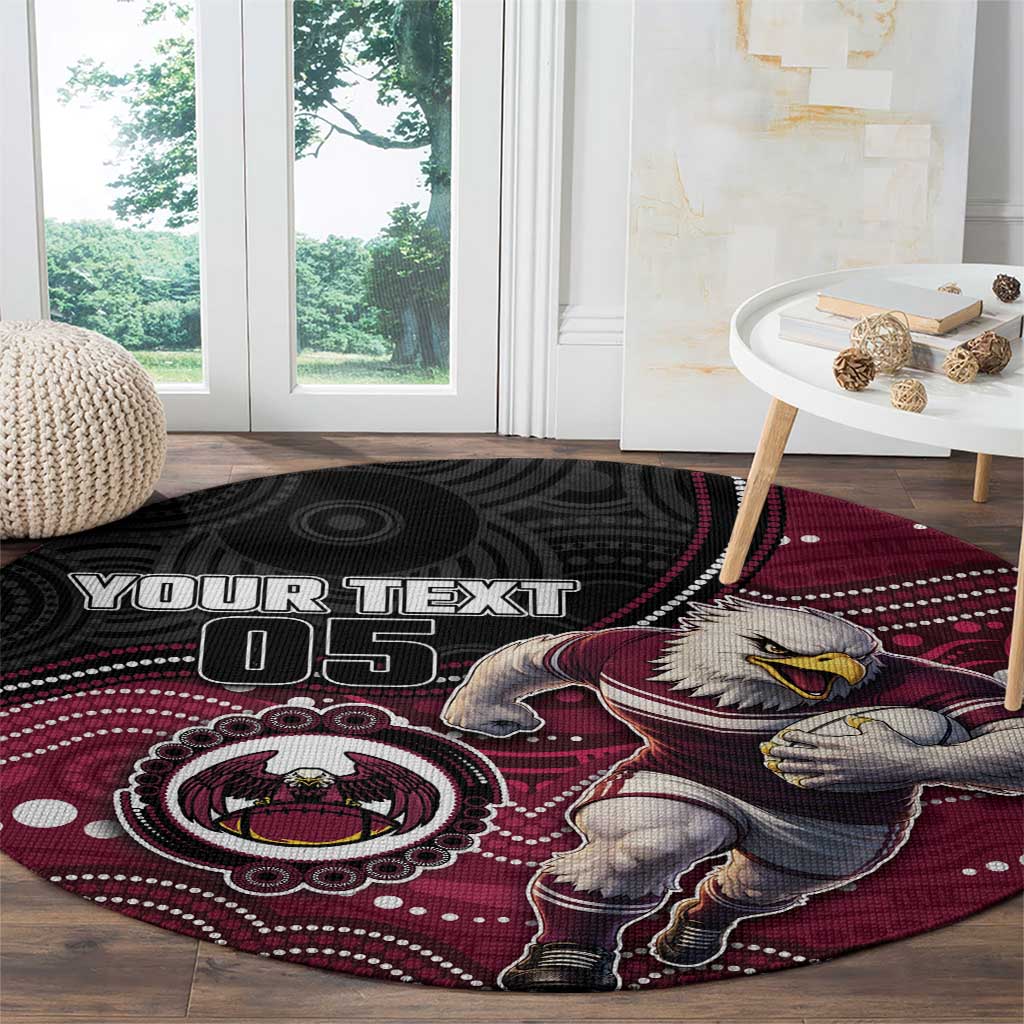Custom Sea Eagles Round Carpet Bird Mascot With Aboriginal Indigenous