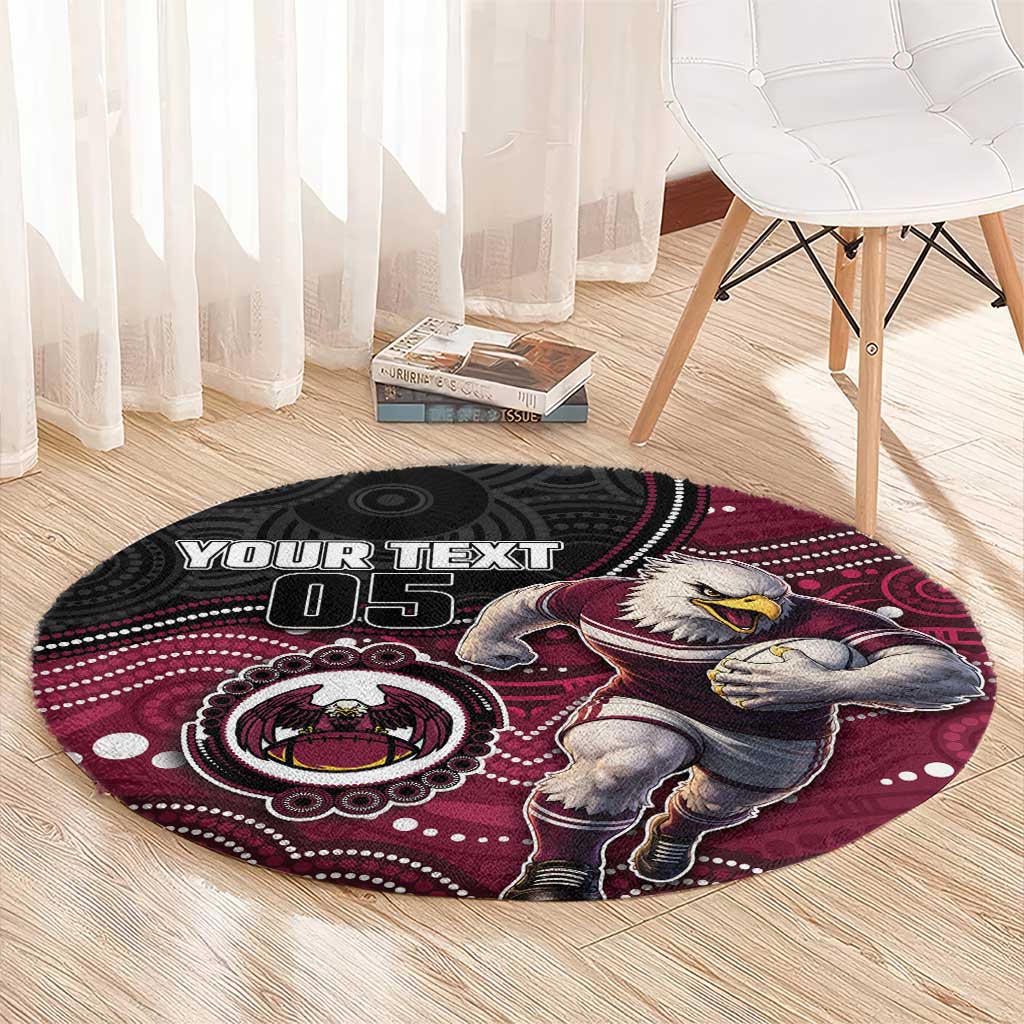 Custom Sea Eagles Round Carpet Bird Mascot With Aboriginal Indigenous