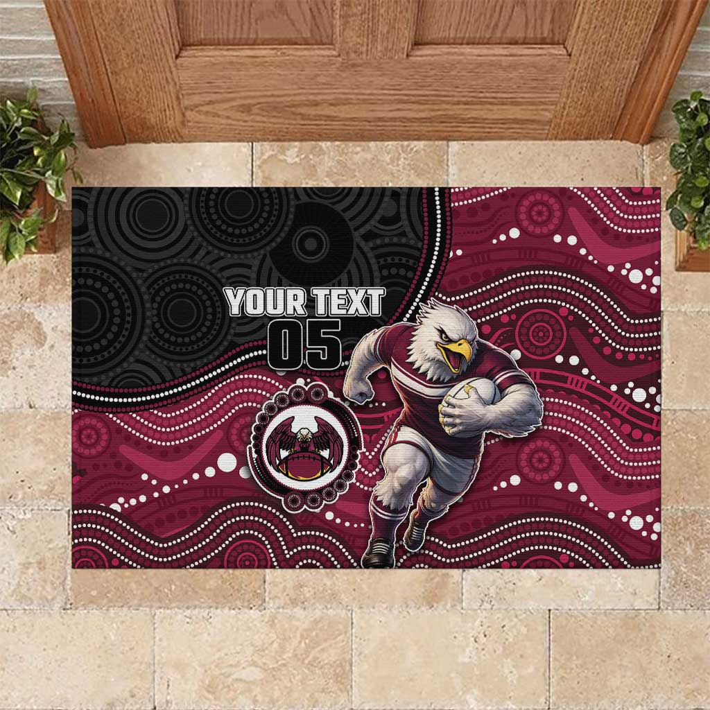 Custom Sea Eagles Rubber Doormat Bird Mascot With Aboriginal Indigenous